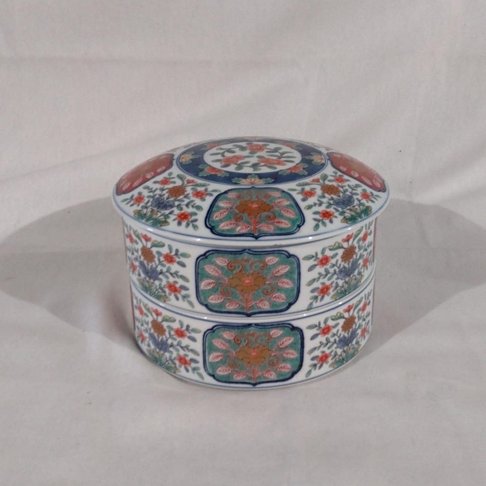 Vintage Japanese Porcelain Stacking bowls, 3 PC Set, multicolor